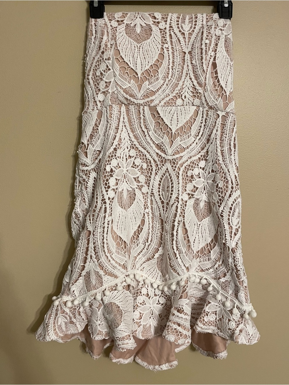 Here Comes The Sun White Mini Lace Strapless Dress size large
